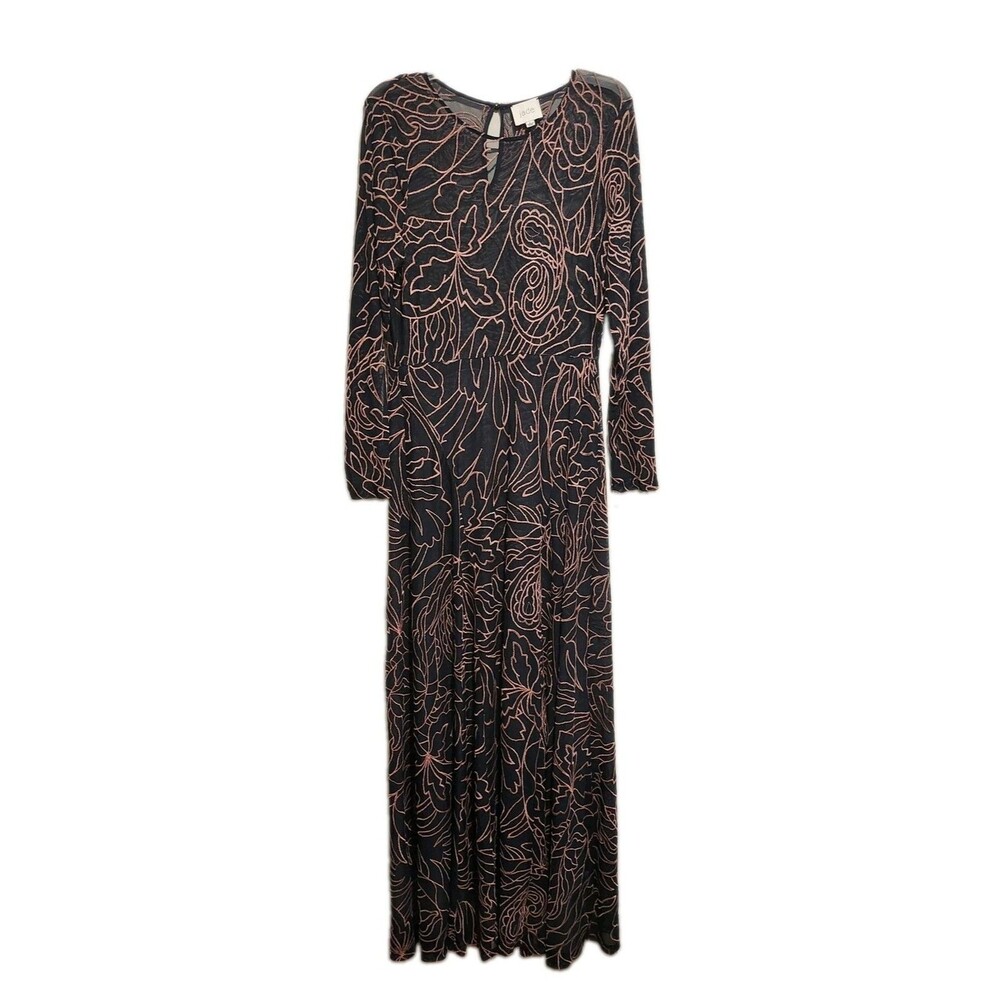 Johnny Was Jade Sumner Panel Maxi Dress Sapphire Blue Large No Slip